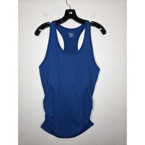 Athleta blue fitted workout tank top with ruched sides - medium